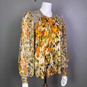 Blank London + Anthropologie top small boho cottagecore puff metallic yellow